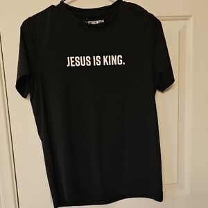 Women's Black T-Shirt with 'Jesus Is King' Print